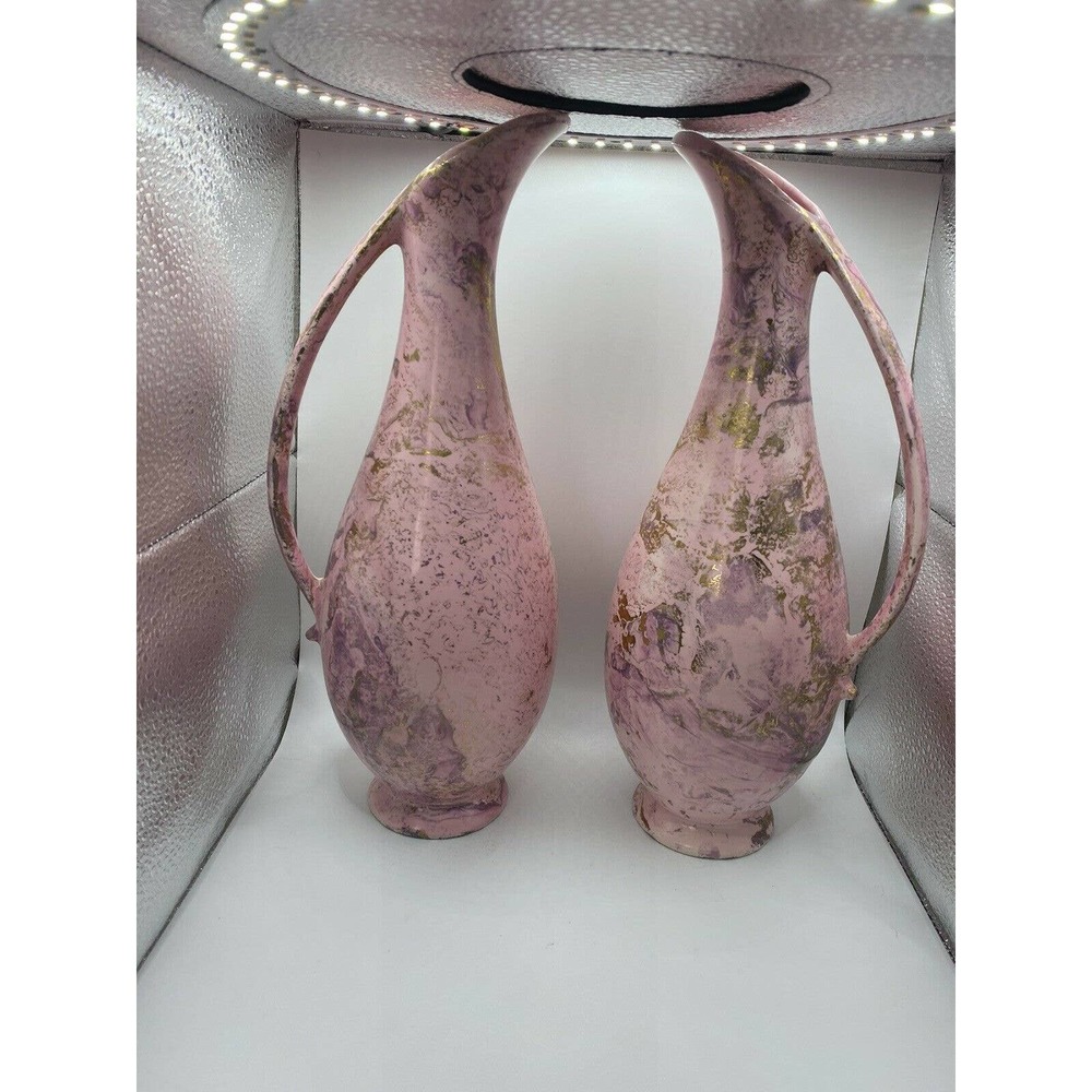 Mid Century Vintage Atomic Bell of California Vase Set Pair